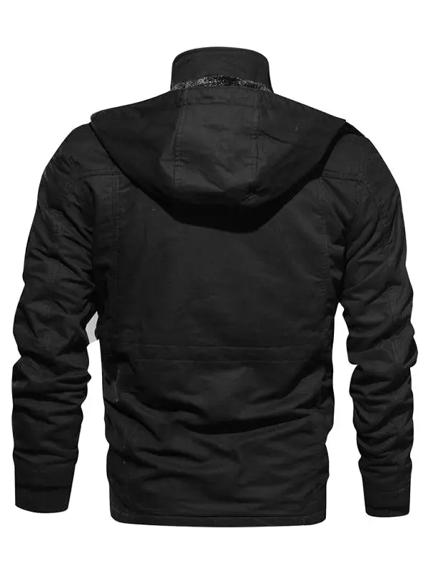 Loose Stand Collar Hooded Men Winter Jacket