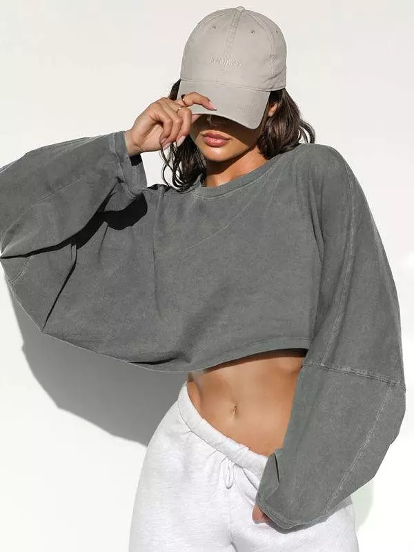 Loose Women Crop Sweatshirt