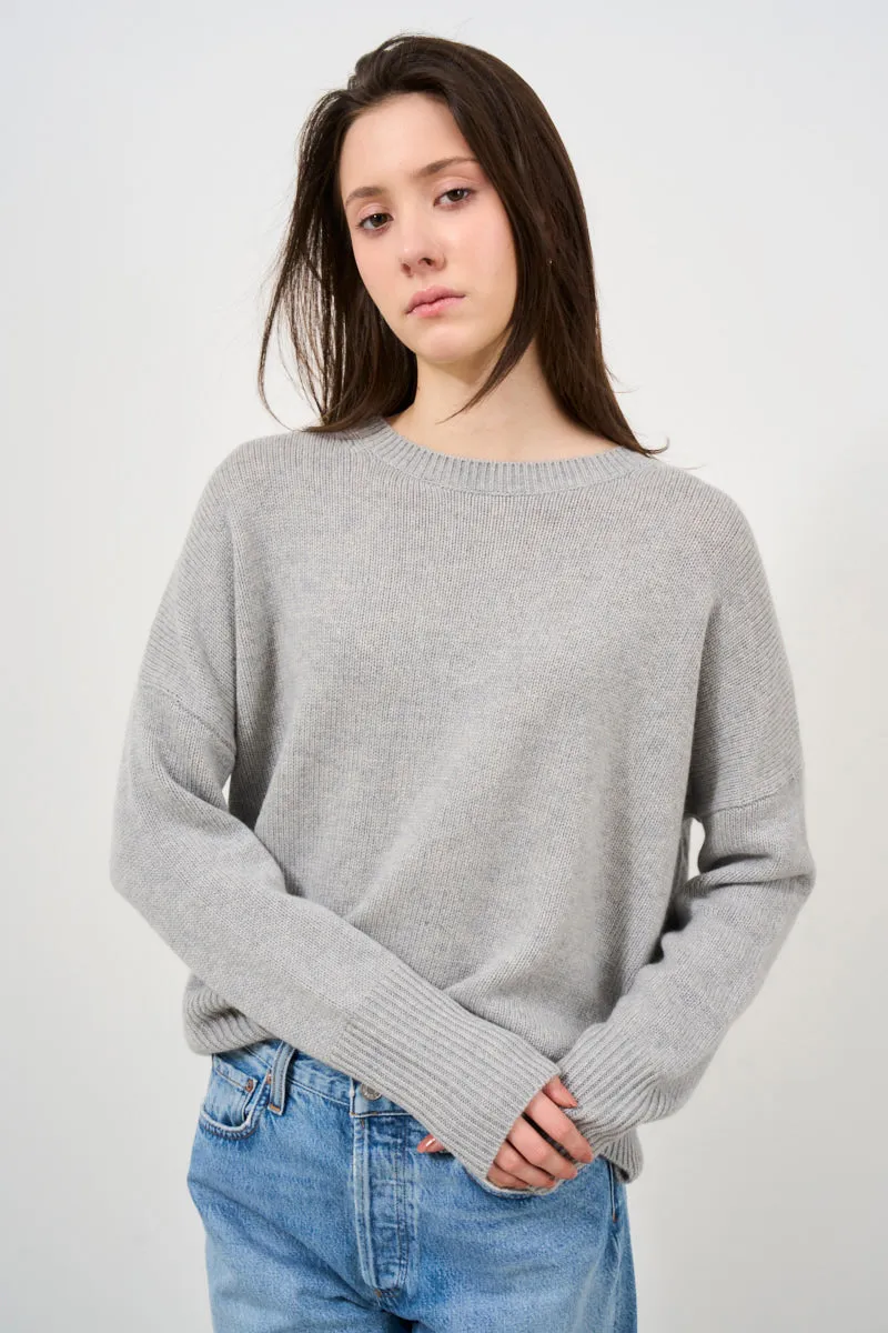 Maglione donna girocollo grigio