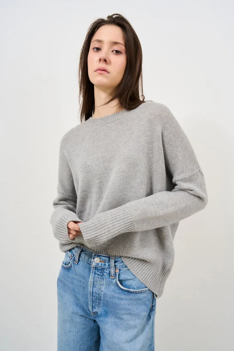 Maglione donna girocollo grigio