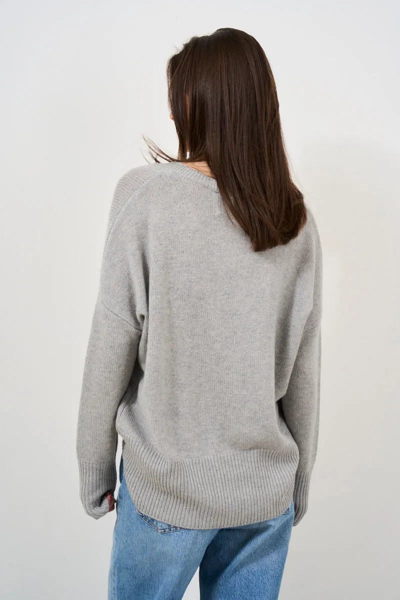 Maglione donna girocollo grigio