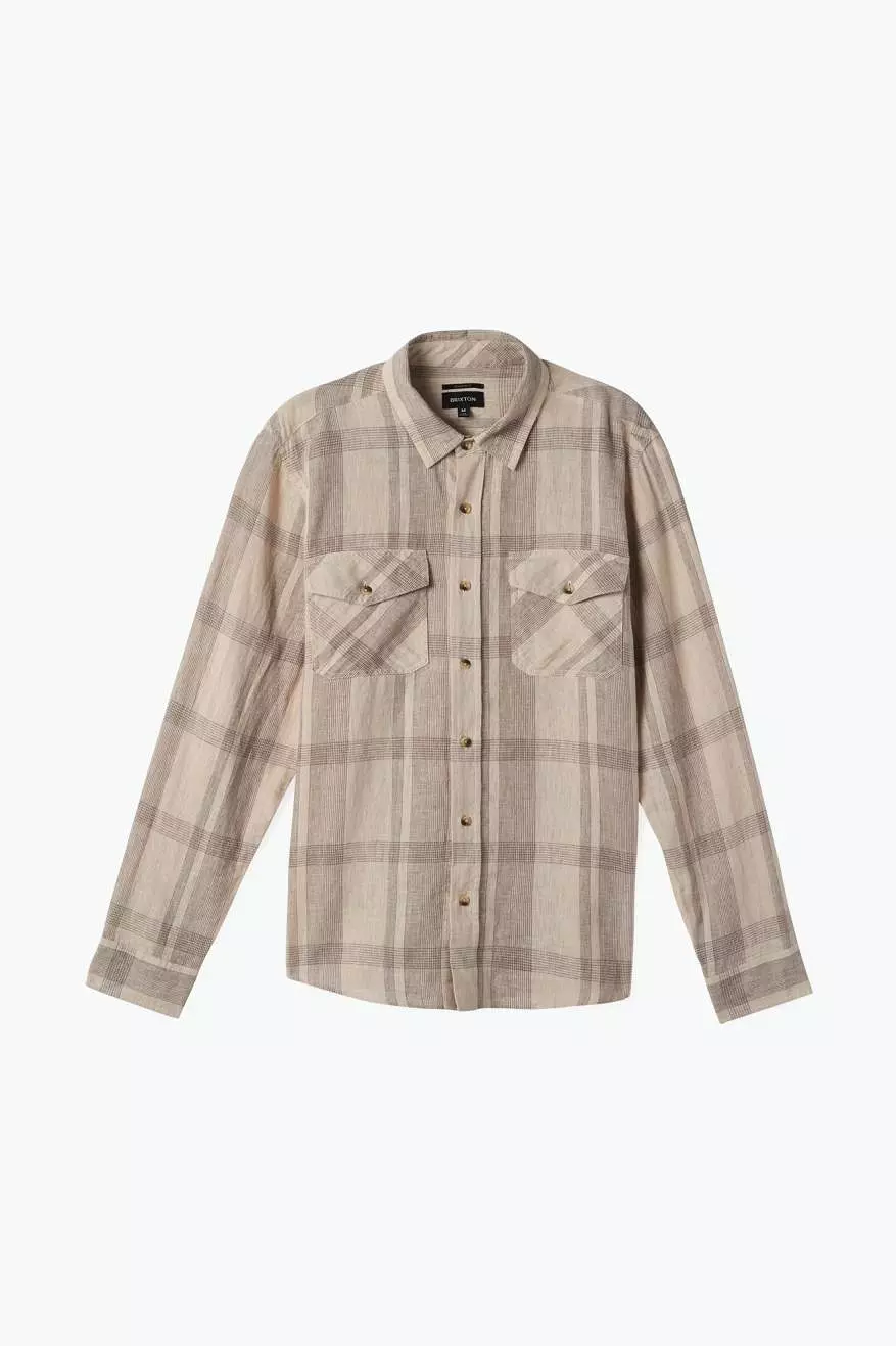 Memphis Linen Blend L/S Shirt - Whitecap/Cinder Grey