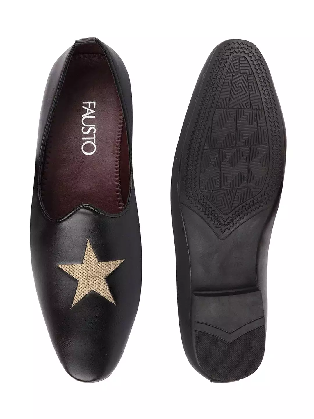 Men Black Ethnic Slip-On Jutis and Mojaris