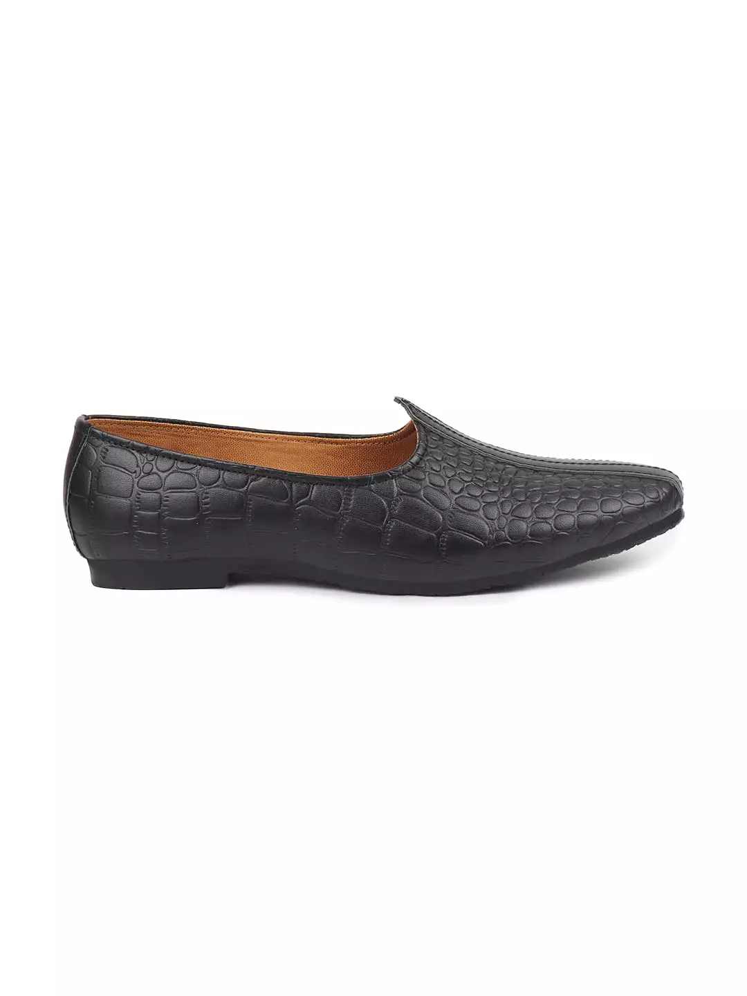 Men Black Ethnic Slip-On Juttis