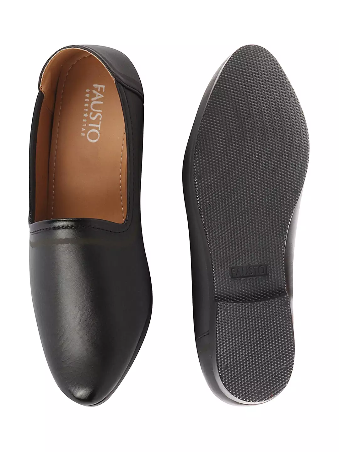 Men Black Ethnic Slip-On Lightweight Jutis & Mojaris