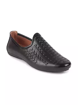 Men Black Ethnic Slip-On Round Toe Jutis & Mojaris