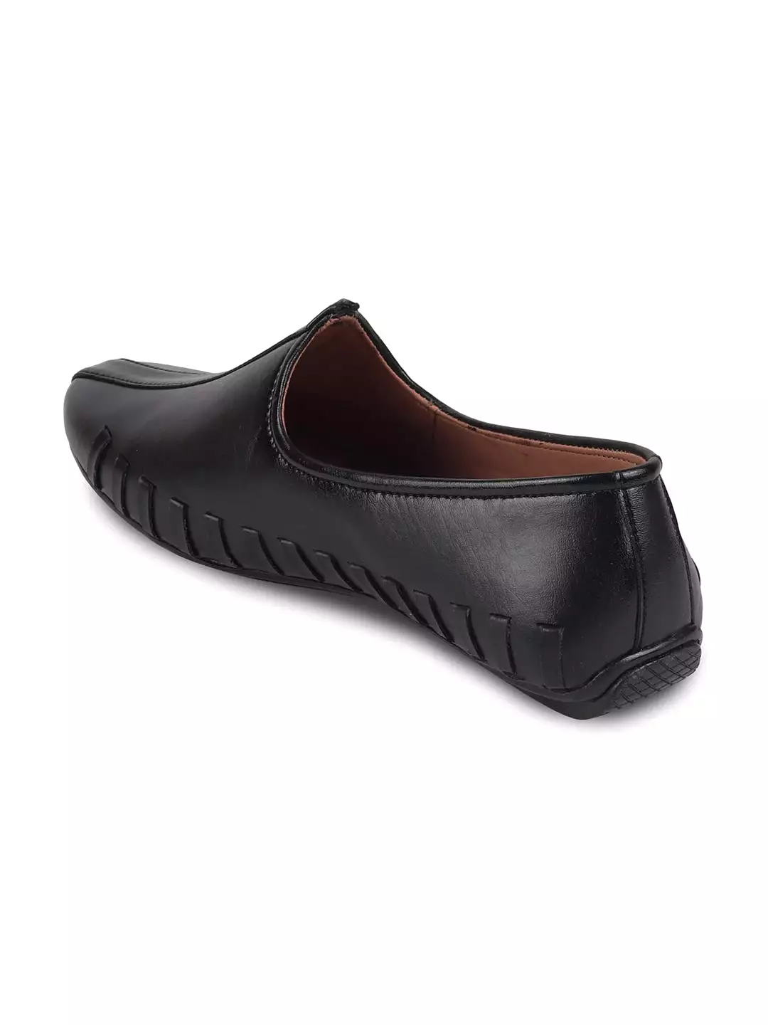 Men Black Ethnic Slip-On Stitched Jutis & Mojaris