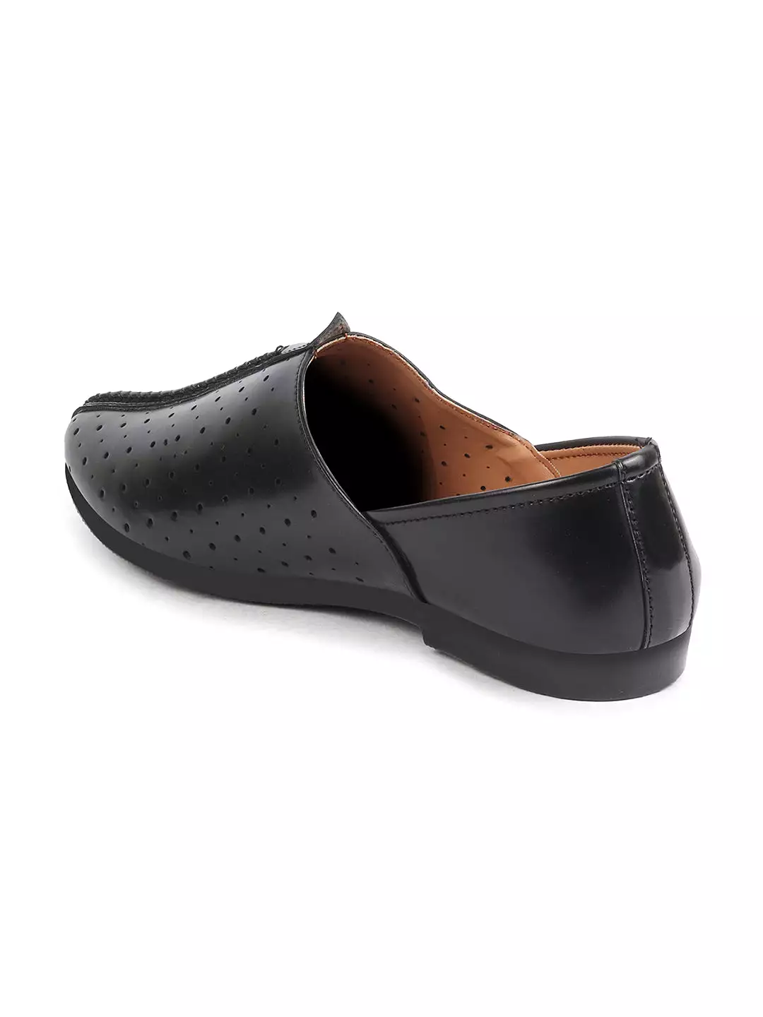 Men Black Ethnic Slip-On Traditional Jutis & Mojaris