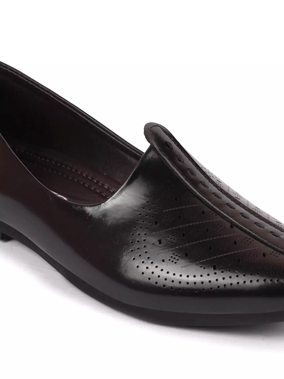 Men Black Laser Cut Design Ethnic Slip On Wedding Juttis and Mojaris