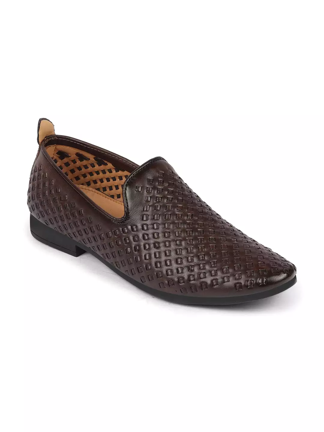 Men Brown Ethnic Slip-On Juttis