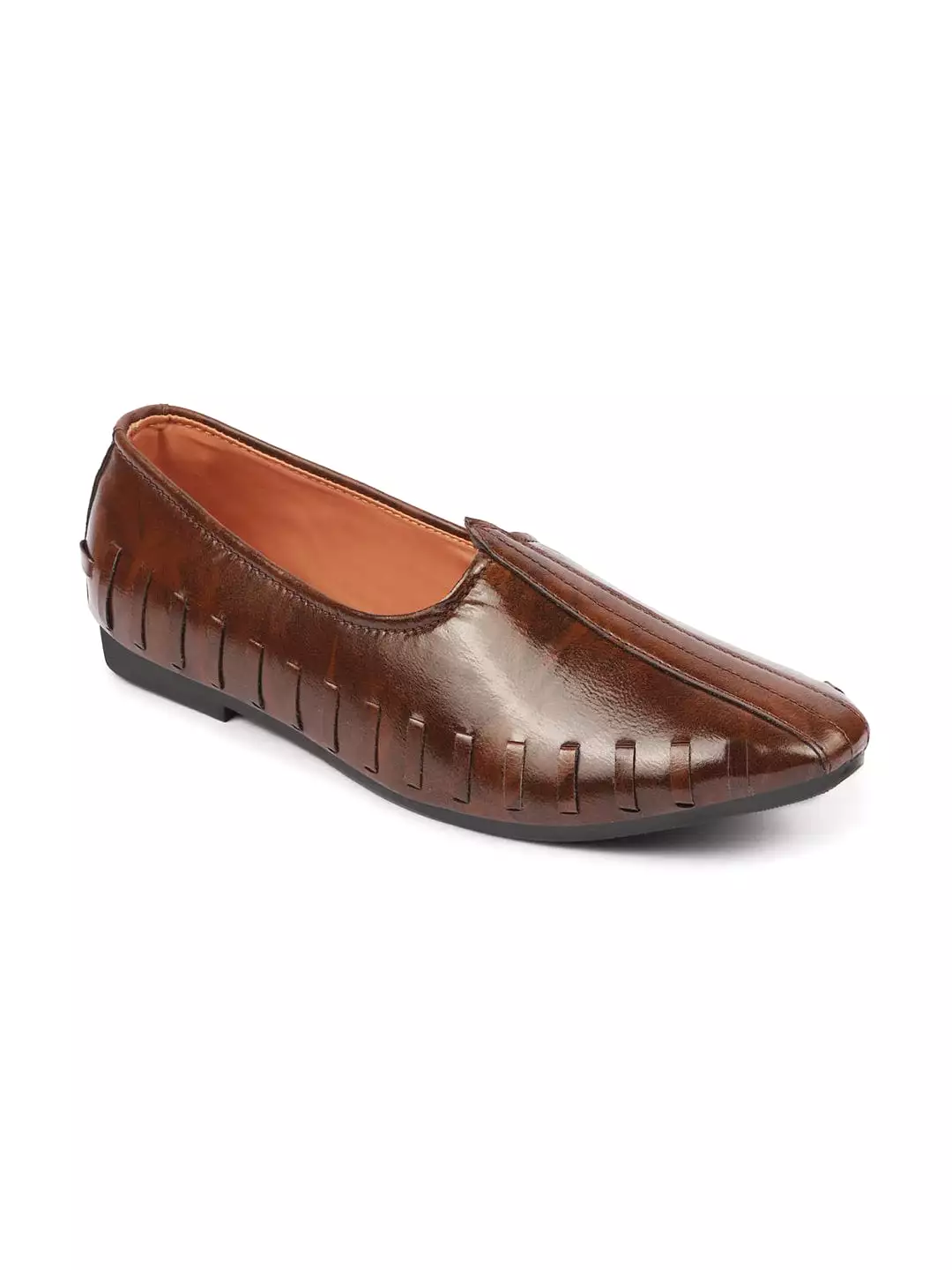 Men Brown Ethnic Slip-On Juttis