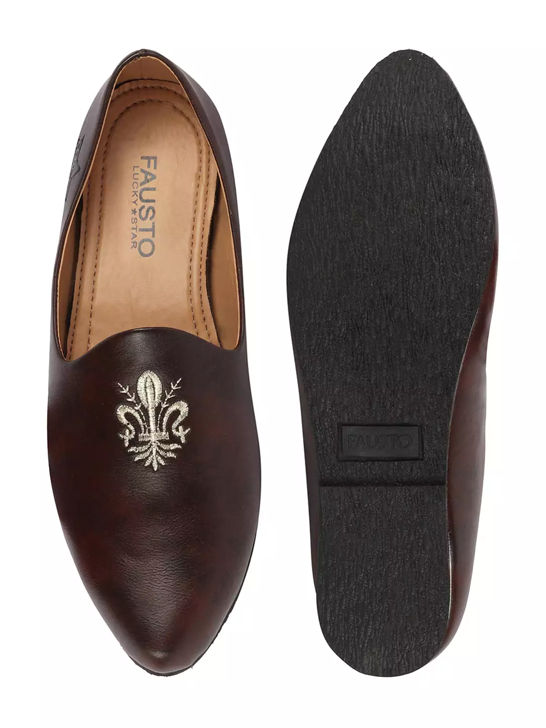 Men Brown Ethnic Slip-On Juttis