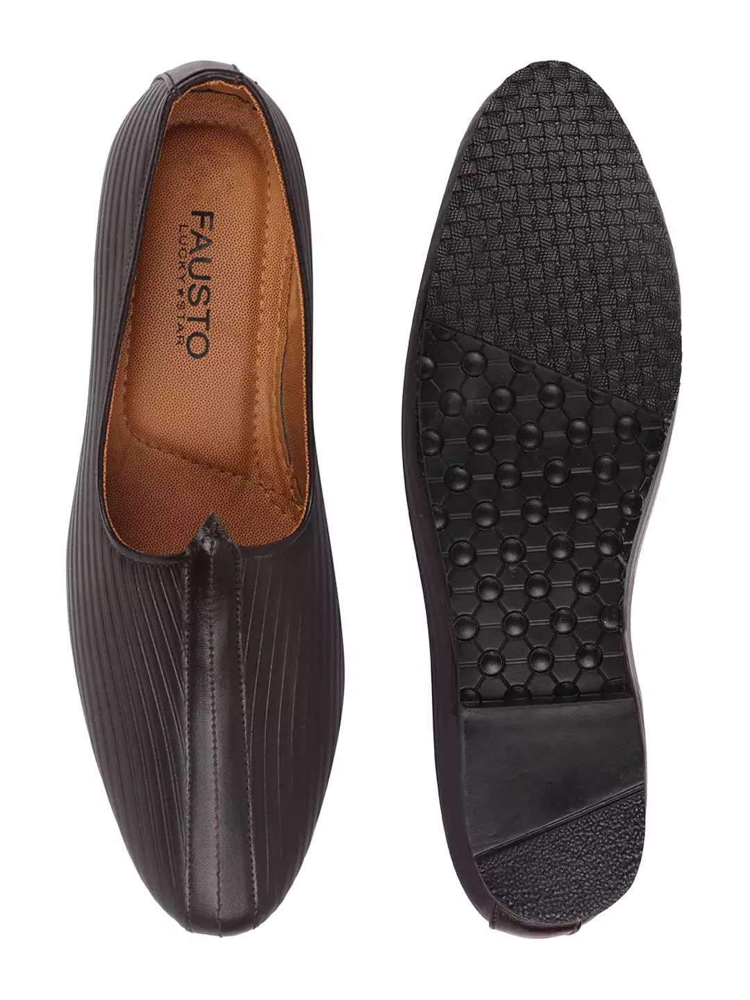 Men Brown Ethnic Slip-On Juttis