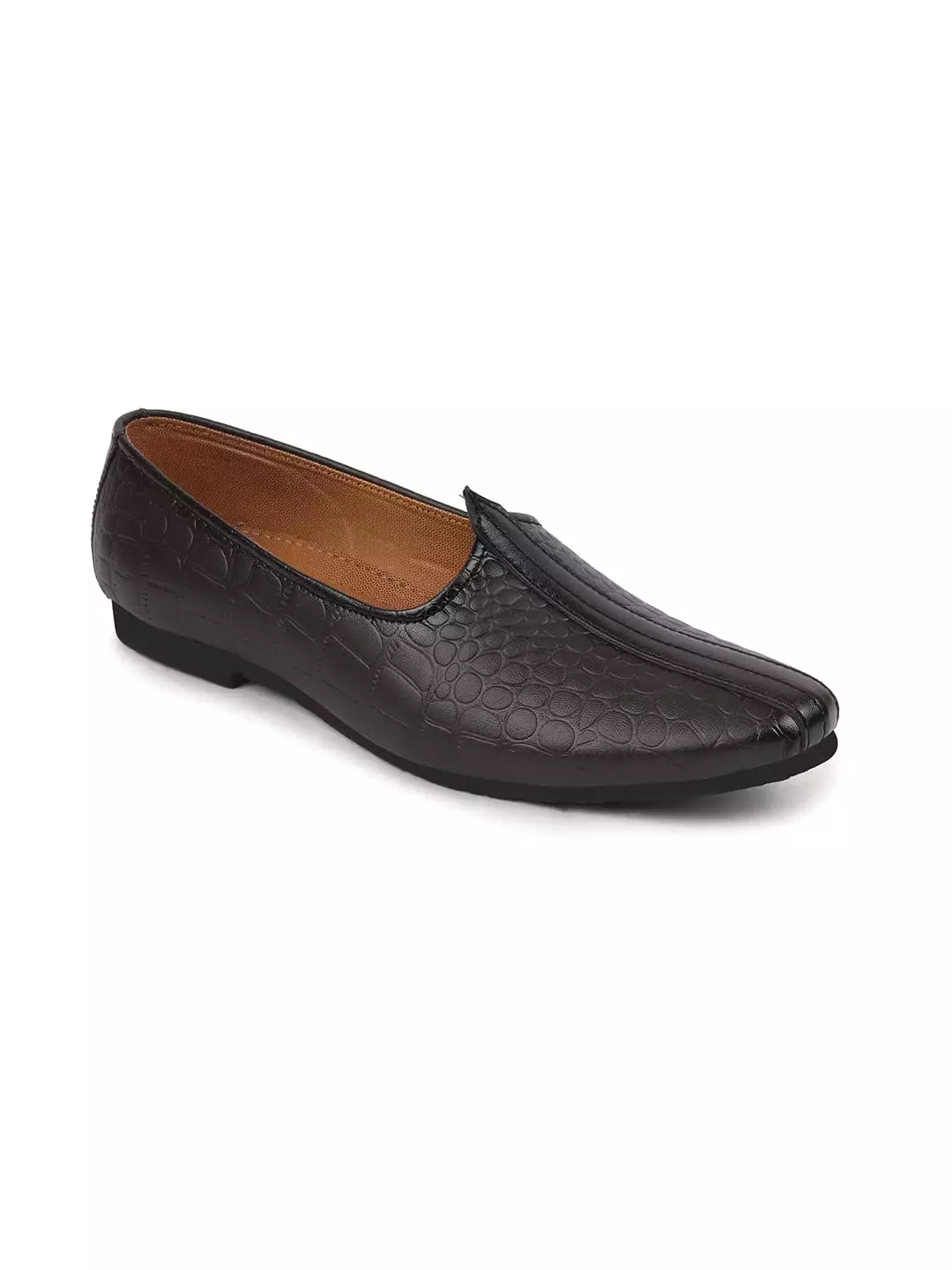 Men Brown Ethnic Slip-On Juttis