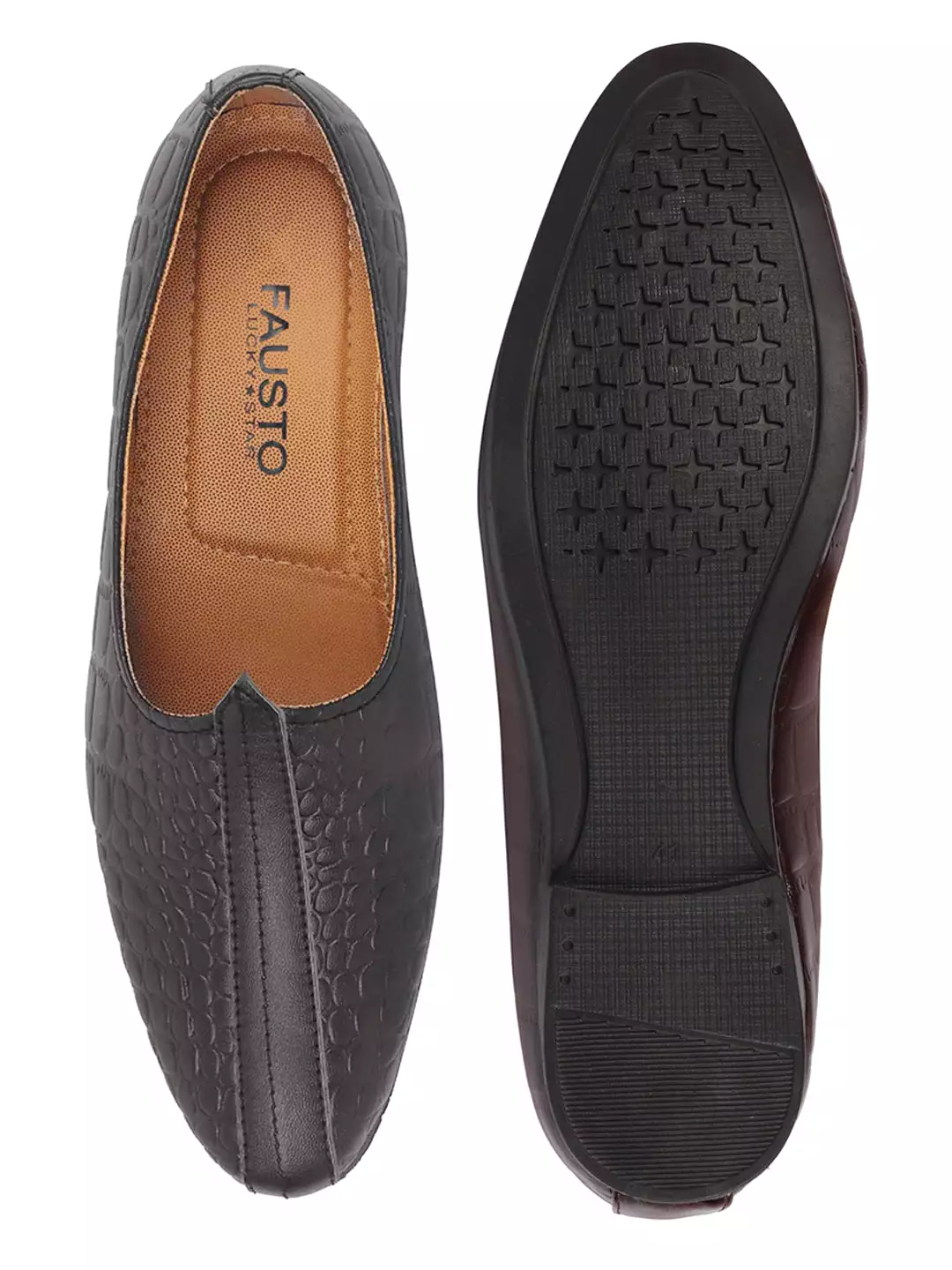 Men Brown Ethnic Slip-On Juttis