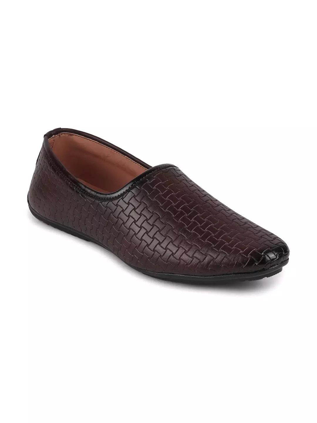 Men Brown Ethnic Slip-On Regular Styling Jutis & Mojaris