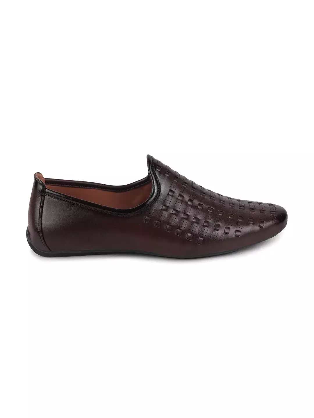 Men Brown Ethnic Slip-On Round Toe Jutis & Mojaris