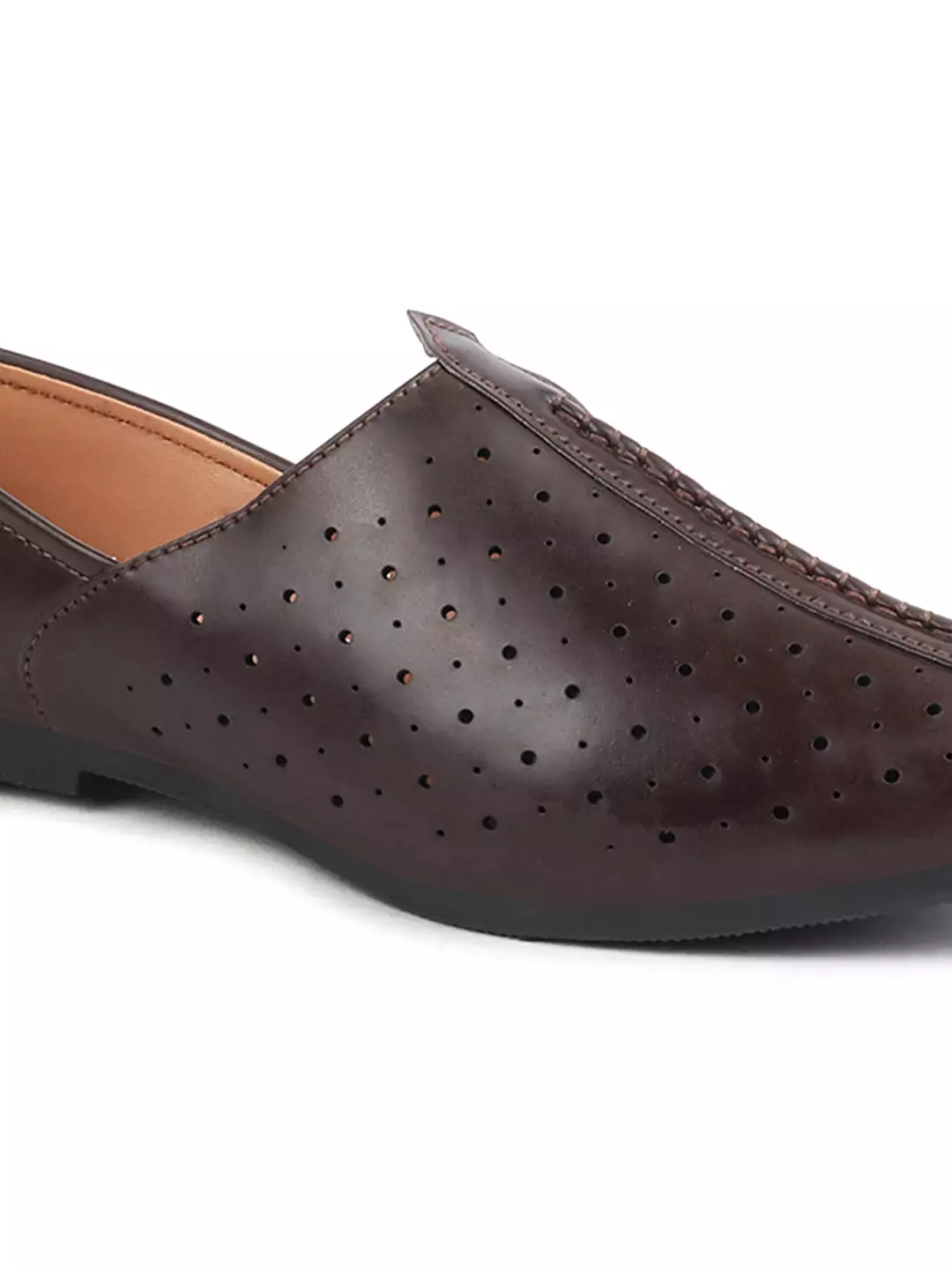 Men Brown Ethnic Slip-On Traditional Jutis & Mojaris