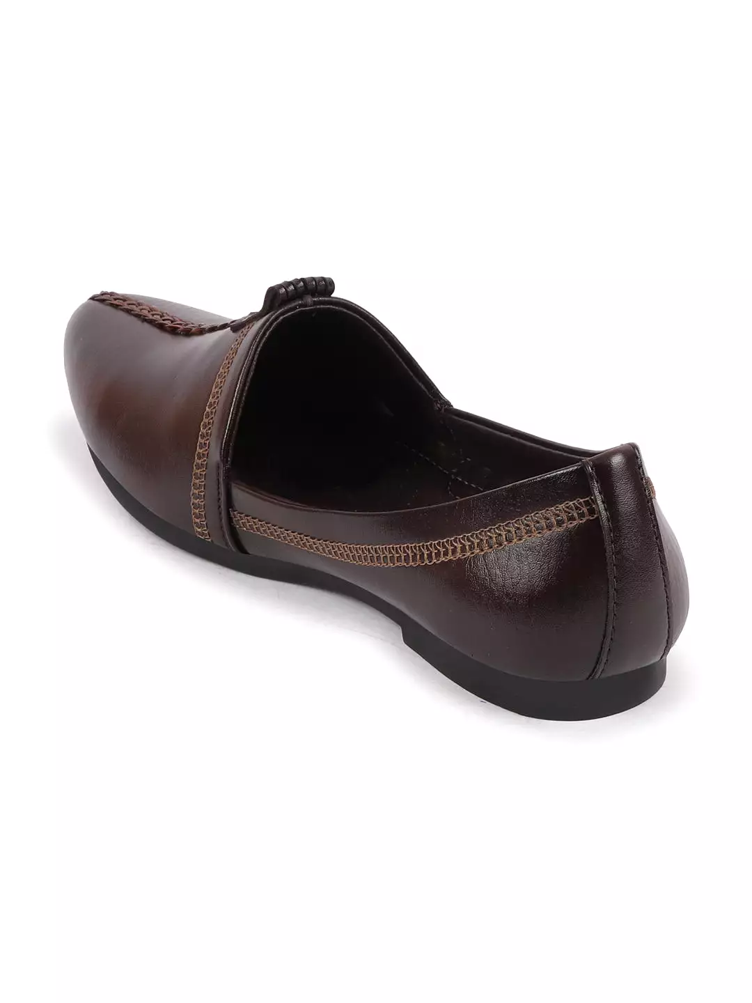 Men Brown Wedding Party Evening Broad Feet Ethnic Slip On Juttis and Mojaris