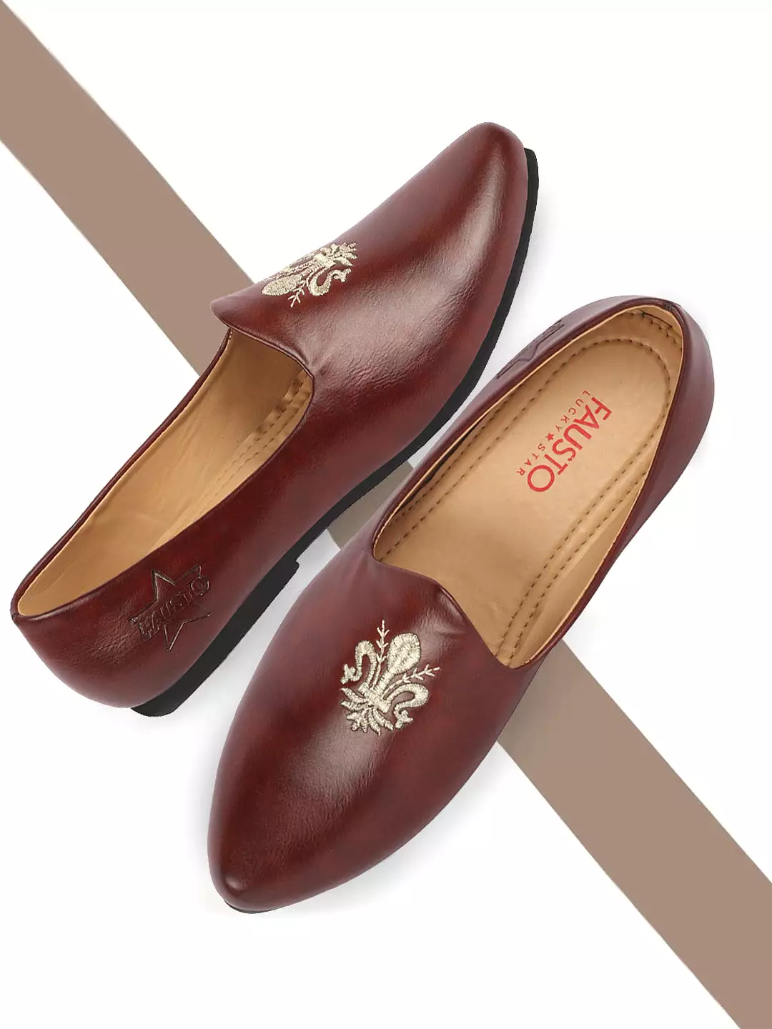 Men Cherry Ethnic Embroidery Juttis and Mojaris