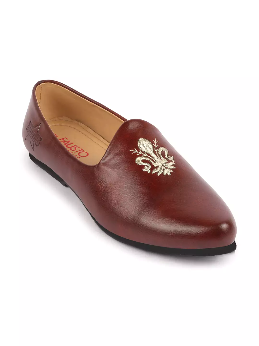 Men Cherry Ethnic Embroidery Juttis and Mojaris