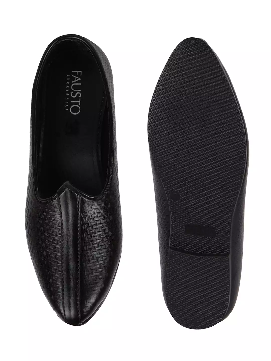 Men Ethnic Black Slip On Juttis and Mojaris