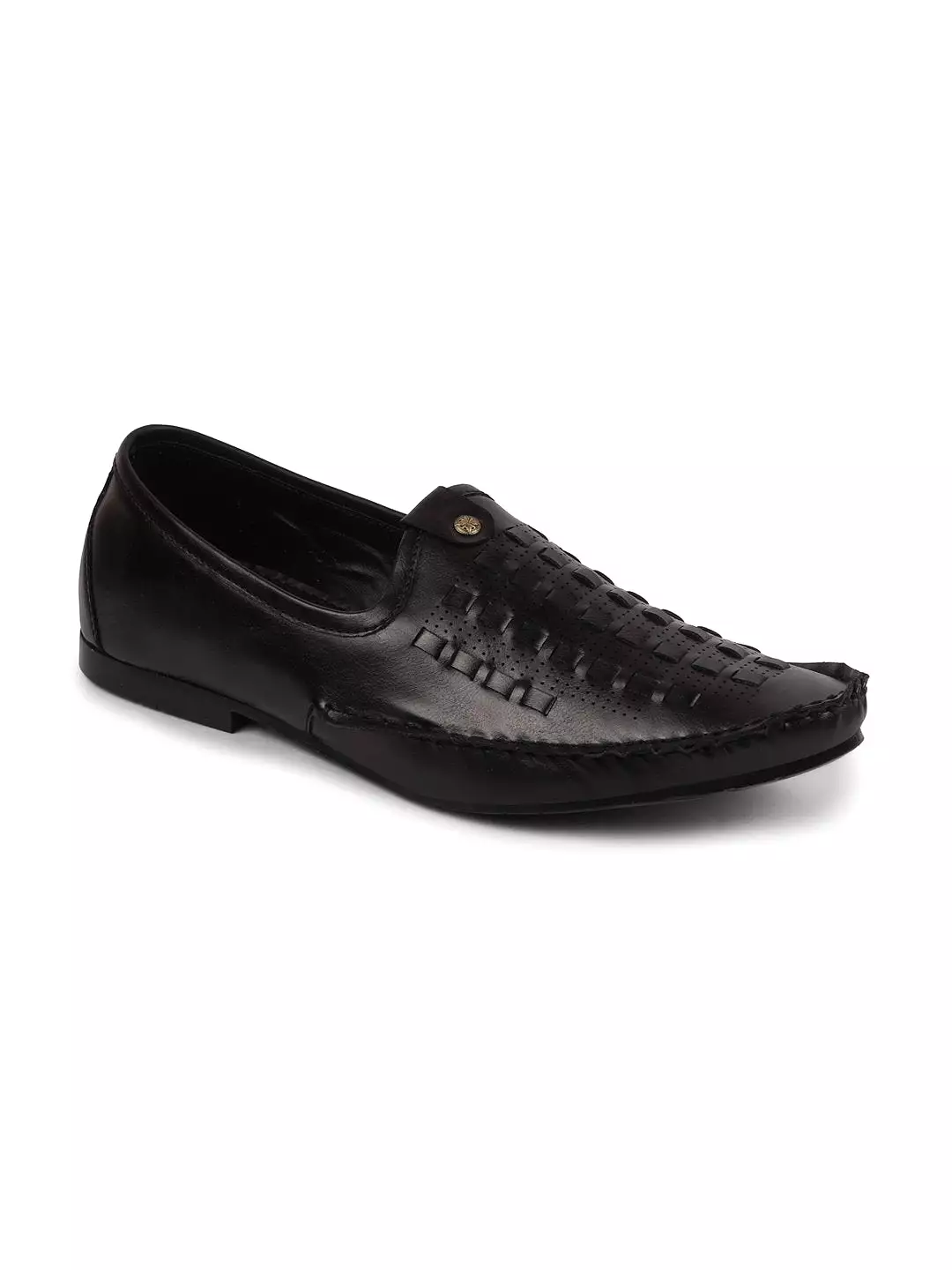 Men Ethnic Black Stitched Juttis & Mojaris