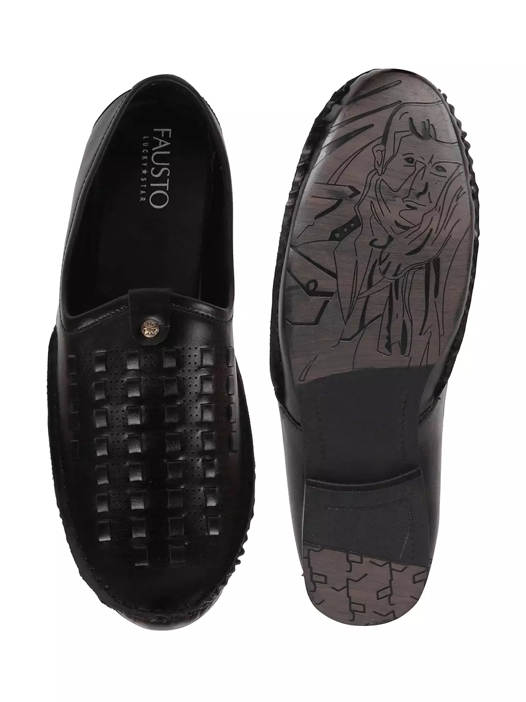 Men Ethnic Black Stitched Juttis & Mojaris