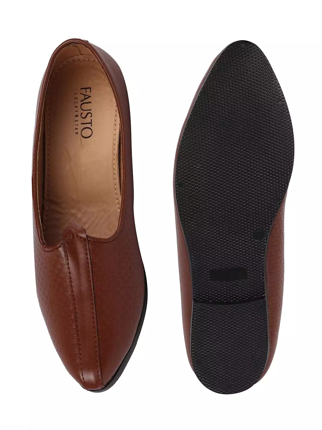 Men Ethnic Tan Slip On Juttis and Mojaris