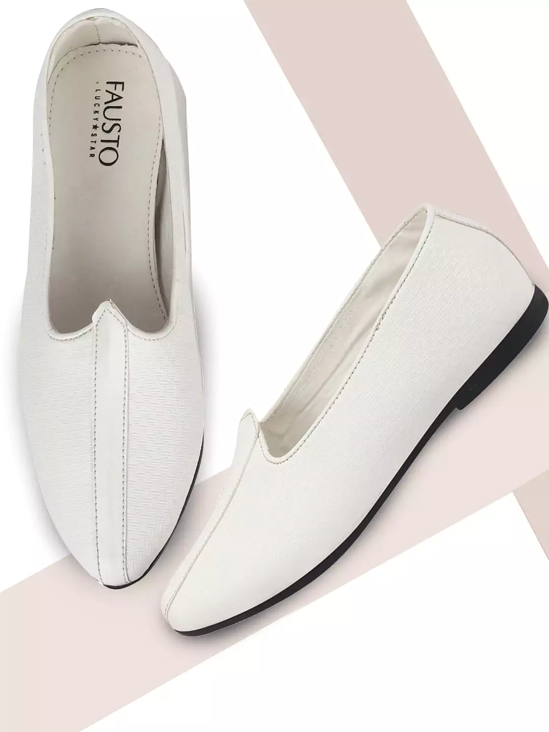 Men Ethnic White Slip On Juttis and Mojaris