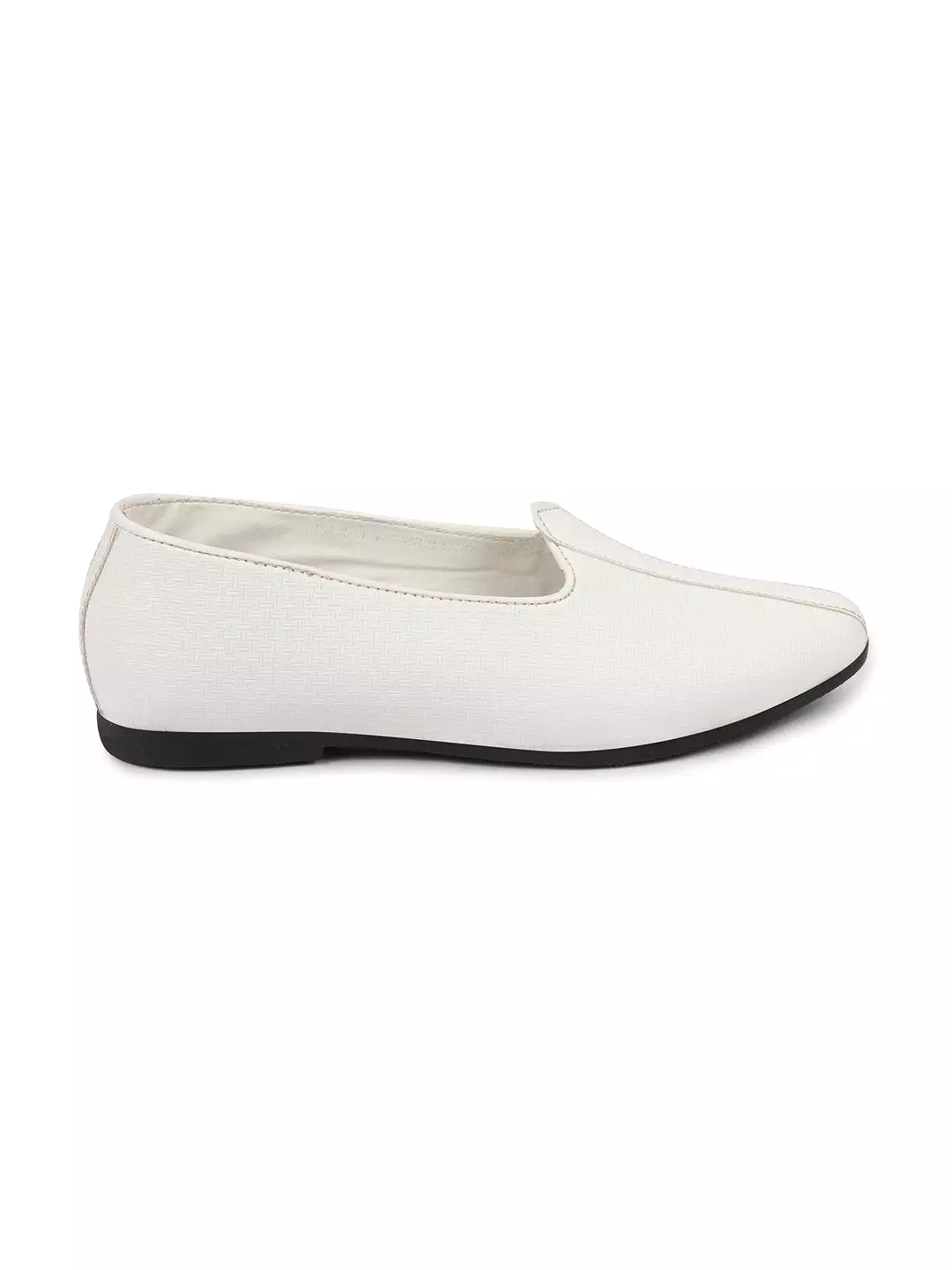 Men Ethnic White Slip On Juttis and Mojaris