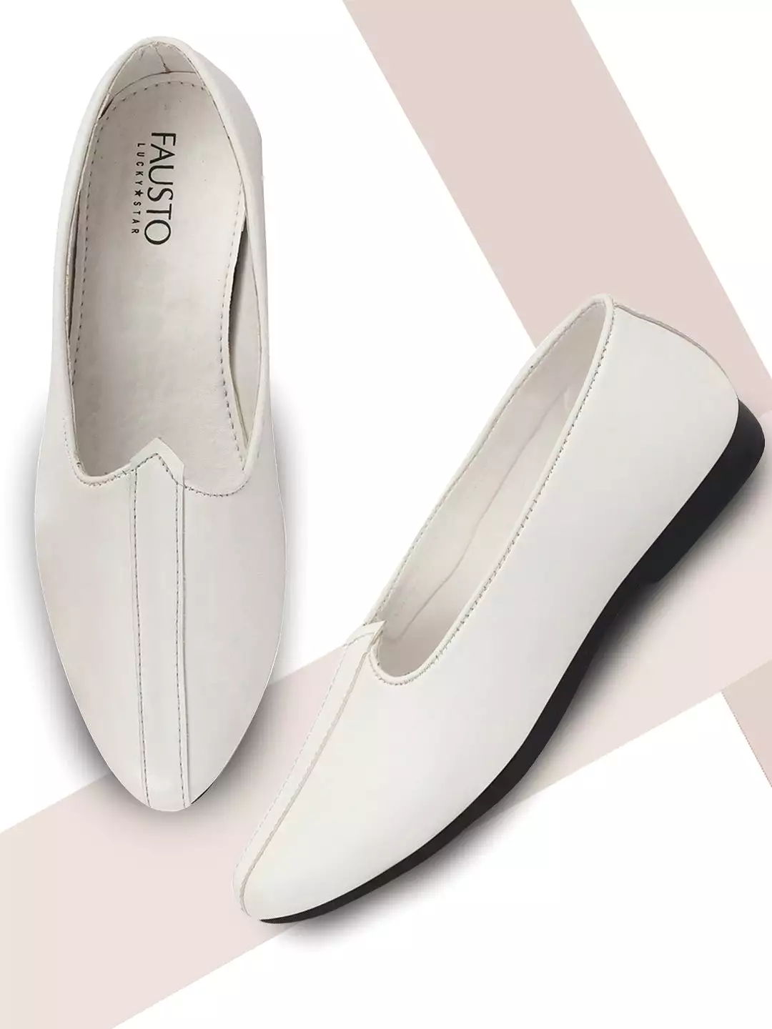 Men Ethnic White Slip On Juttis and Mojaris