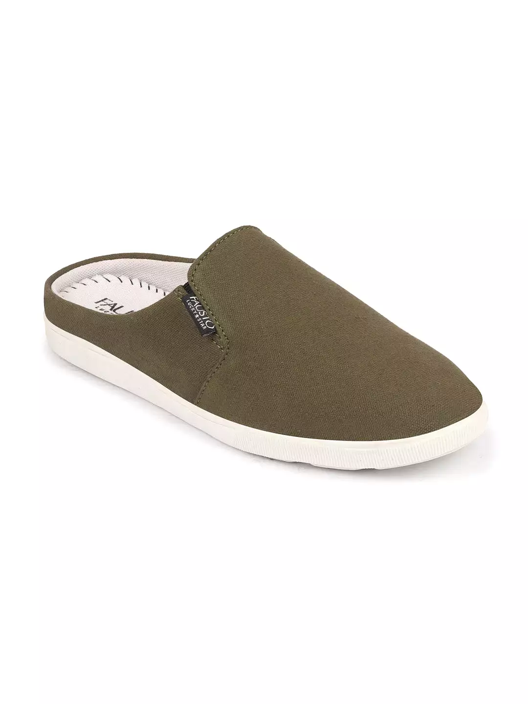 Men Olive Green Casual Canvas Slip-On Shoes