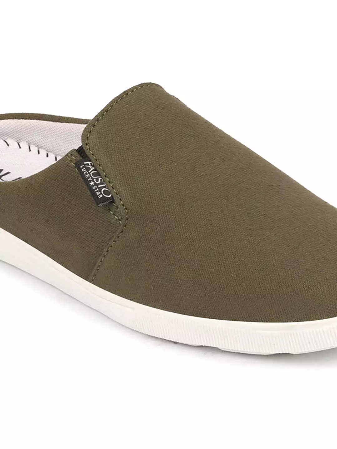 Men Olive Green Casual Canvas Slip-On Shoes