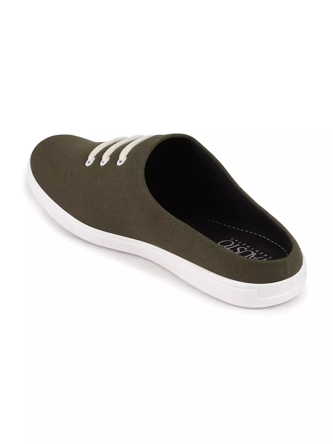 Men Olive Green Casual Canvas Slip-On Shoes