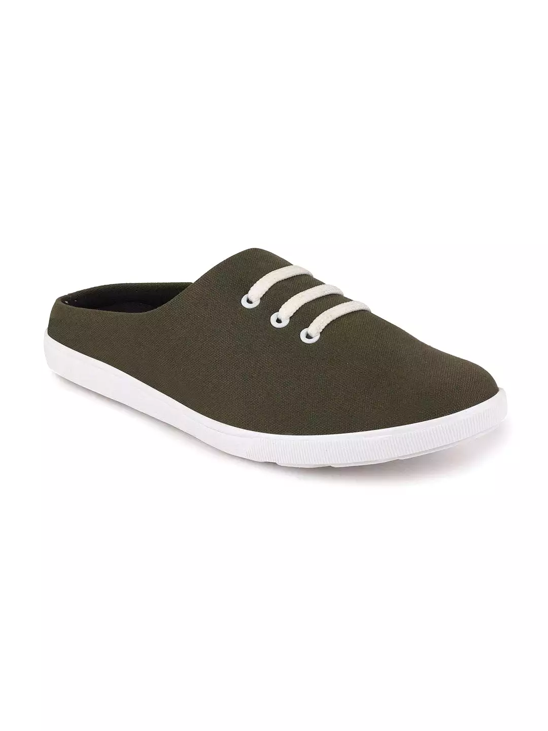 Men Olive Green Casual Canvas Slip-On Shoes