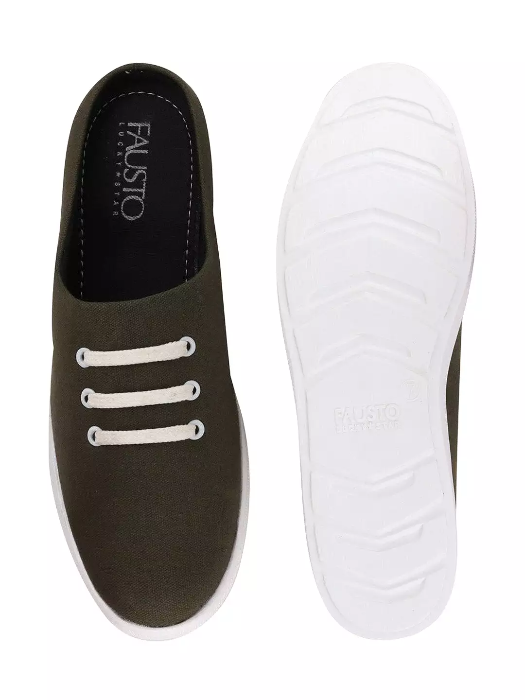 Men Olive Green Casual Canvas Slip-On Shoes