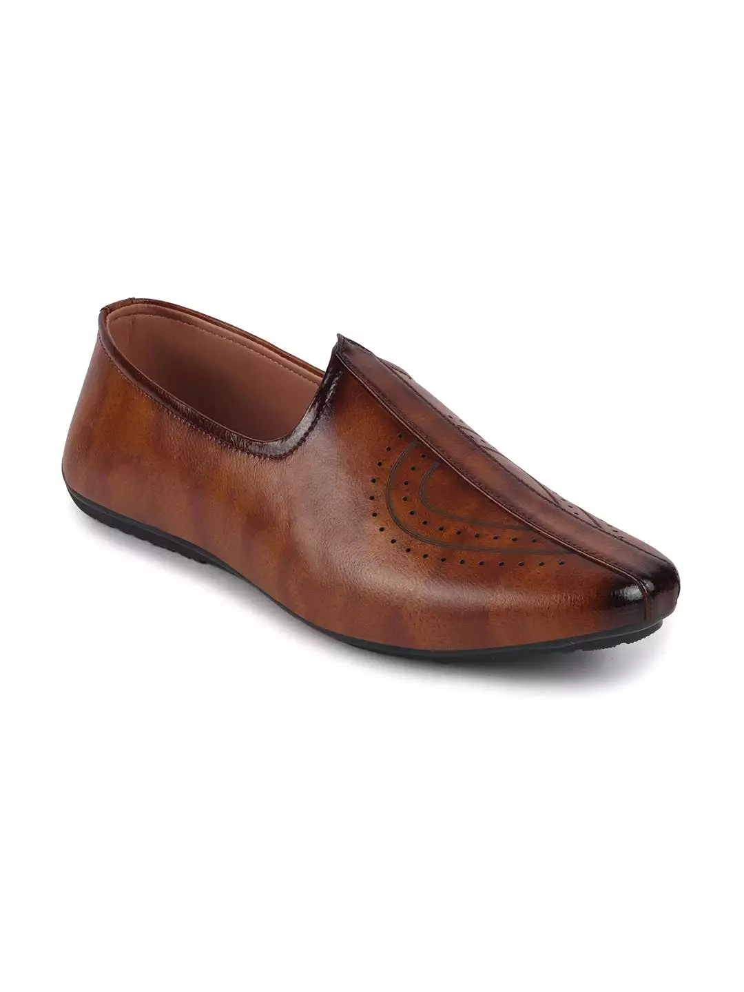 Men Tan Ethnic Slip-On Fashion Style Jutis & Mojaris