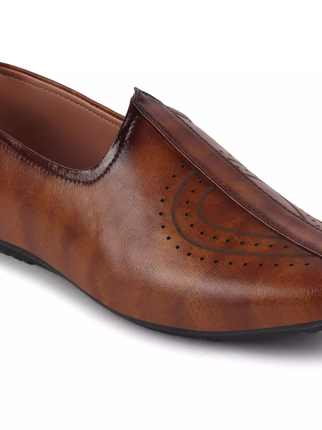 Men Tan Ethnic Slip-On Fashion Style Jutis & Mojaris