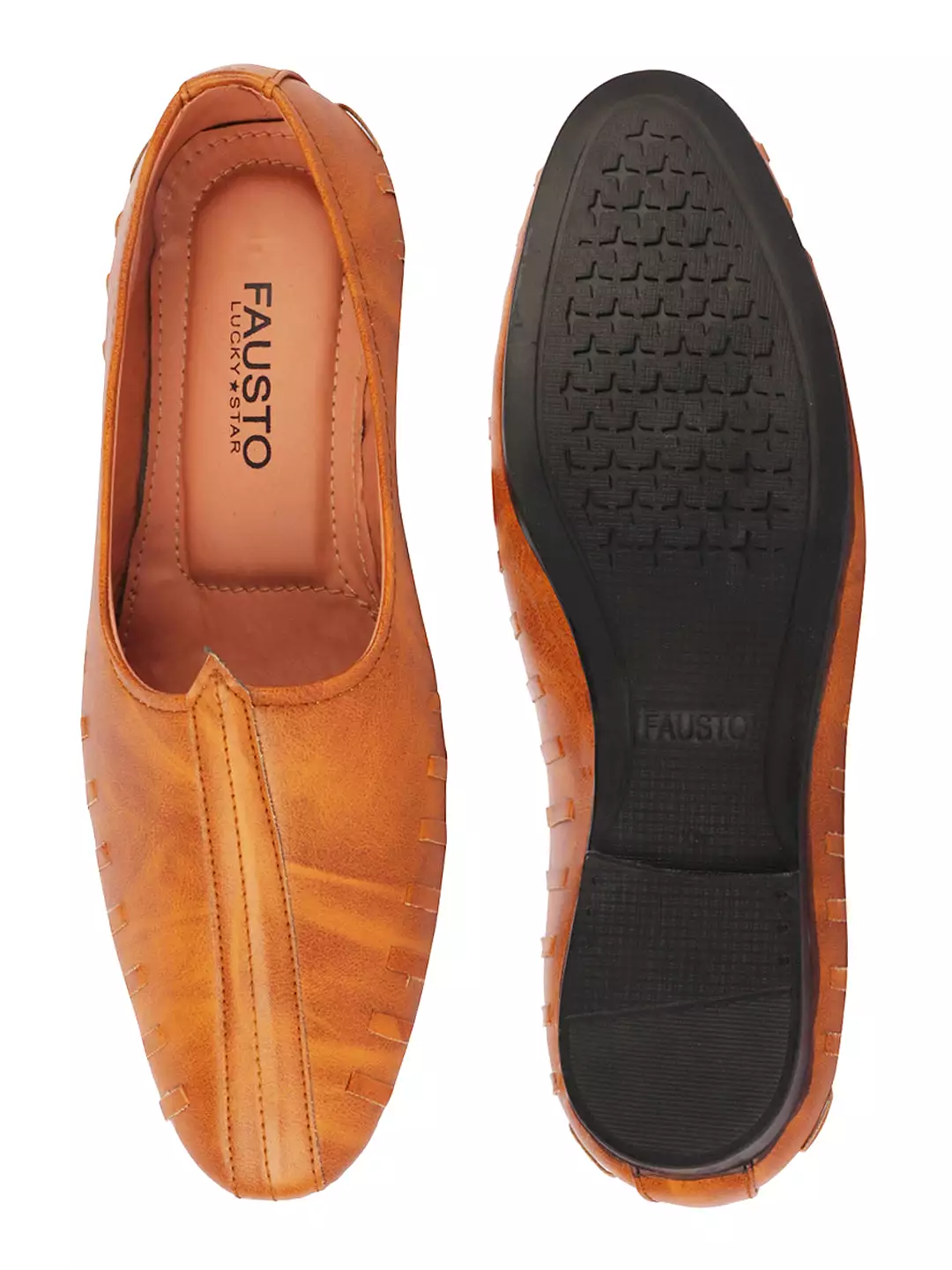 Men Tan Ethnic Slip-On Juttis