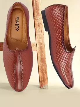 Men Tan Ethnic Slip-On Juttis