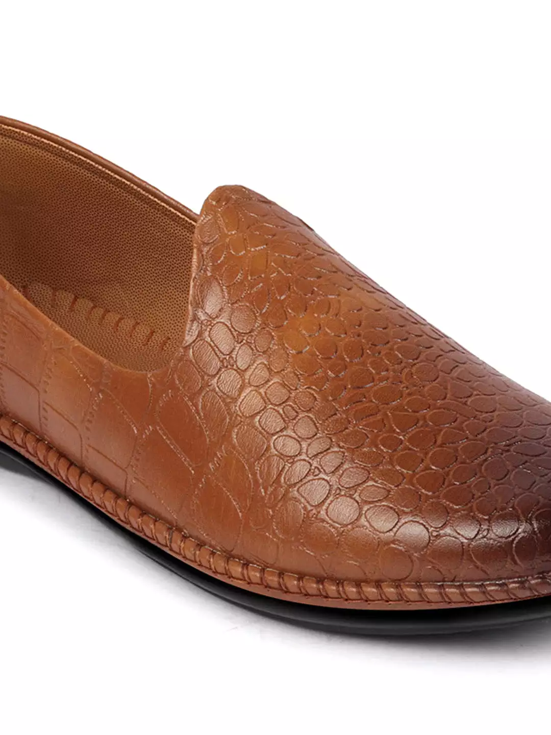 Men Tan Ethnic Slip On Trending Stitched Jutis