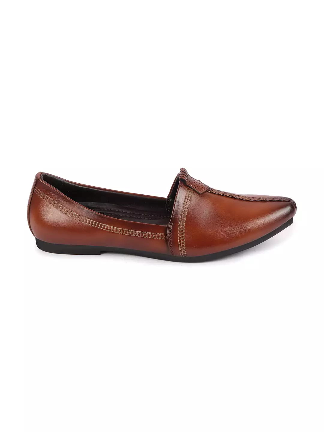 Men Tan Wedding Party Evening Broad Feet Ethnic Slip On Juttis and Mojaris