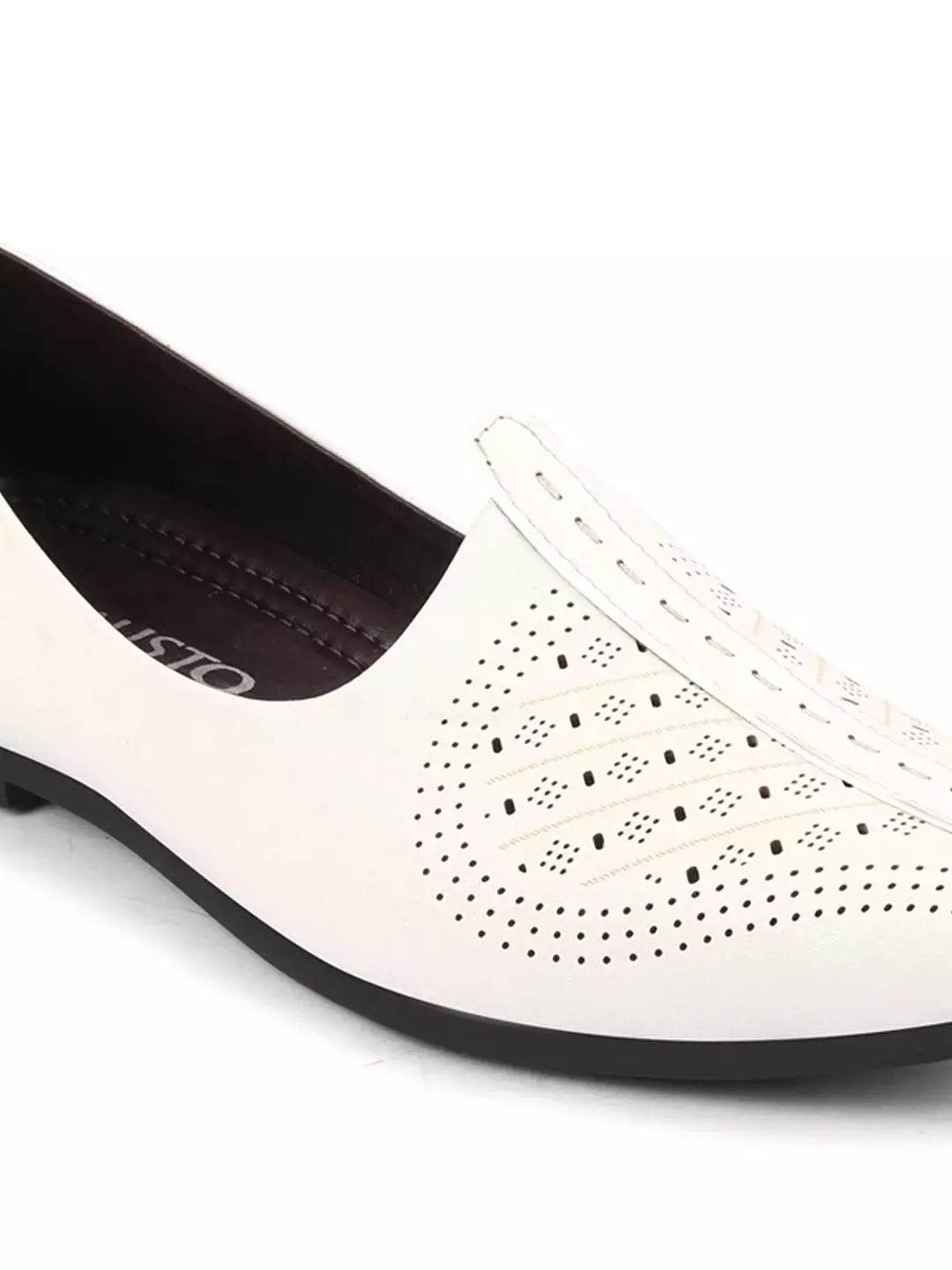 Men White Laser Cut Design Ethnic Slip On Wedding Juttis and Mojaris