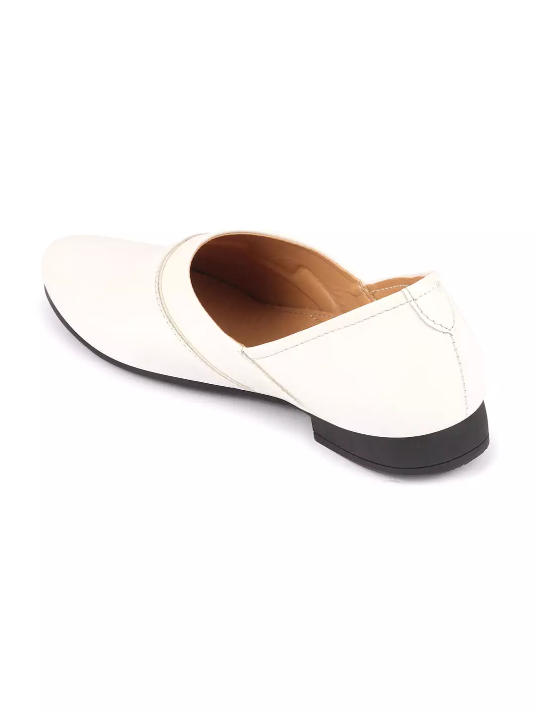 Men White Wedding Party Evening Ethnic Colorblocked Slip On Juttis and Mojaris