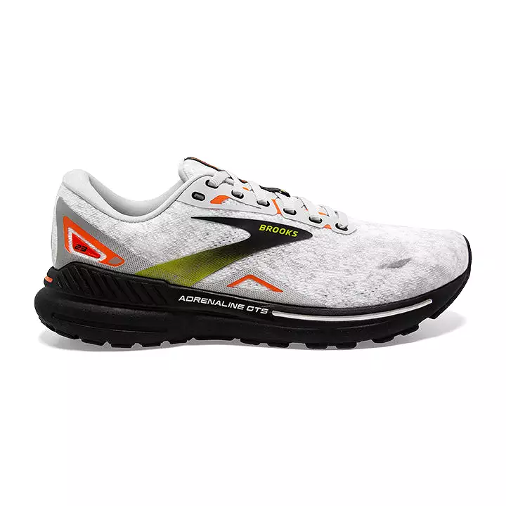 Men's Brooks Adrenaline GTS 23, Oyster/Black/Red Orange, 8 D Medium