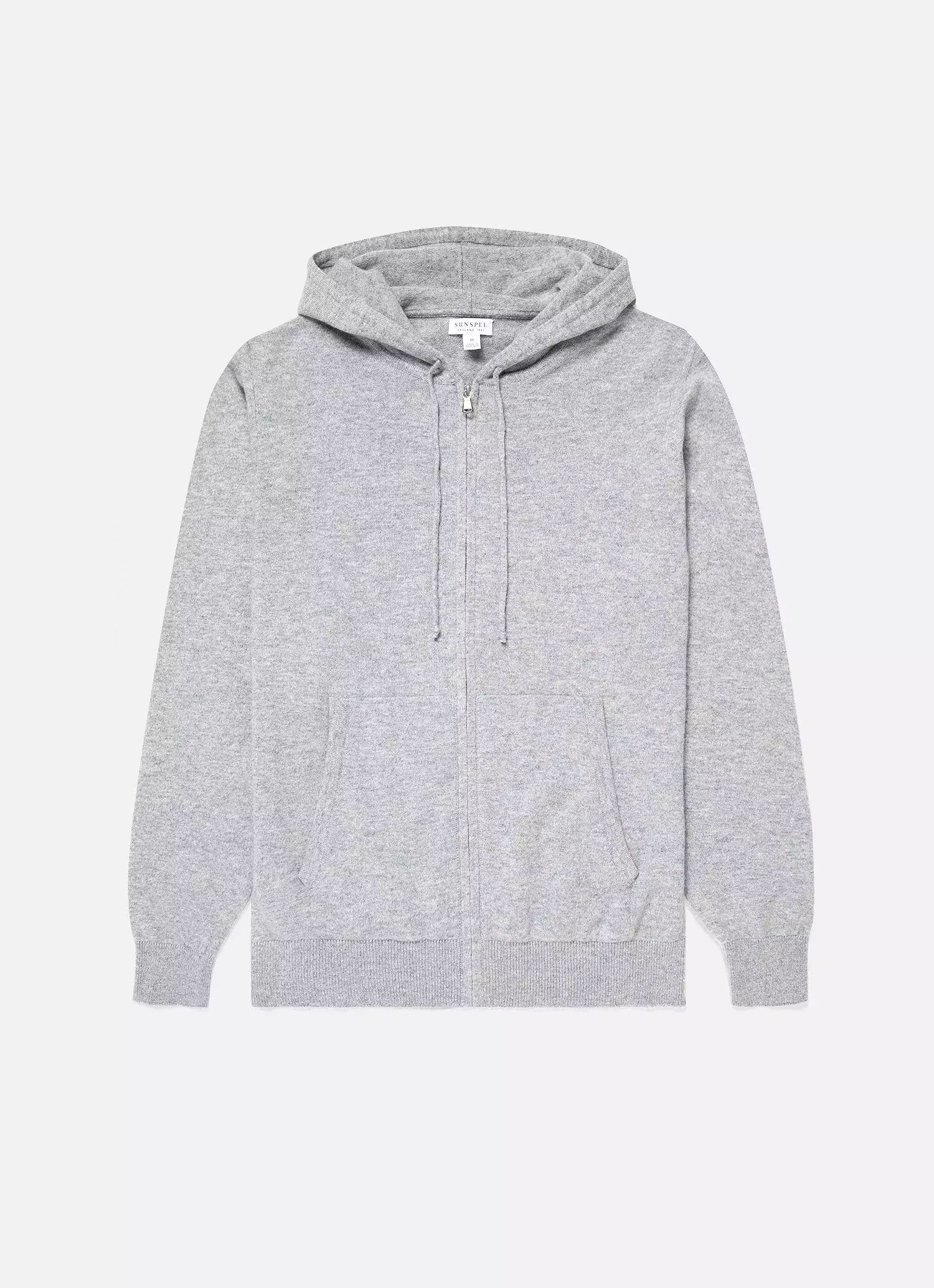 Men's Cashmere Zip Hoodie in Grey Melange