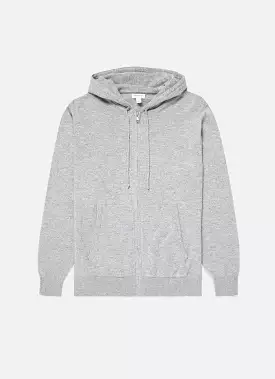 Men's Cashmere Zip Hoodie in Grey Melange