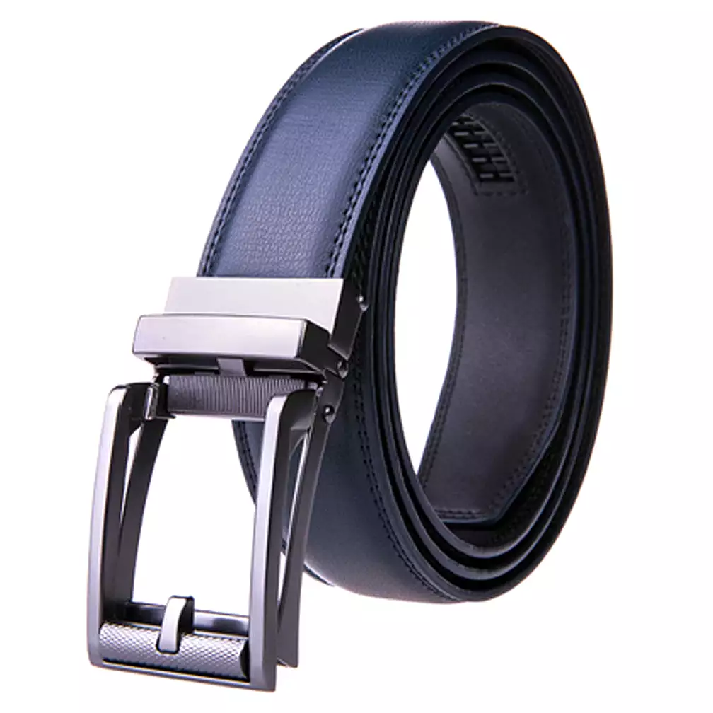 Men's Leather Automatic Buckle Ratchet Dress Belt