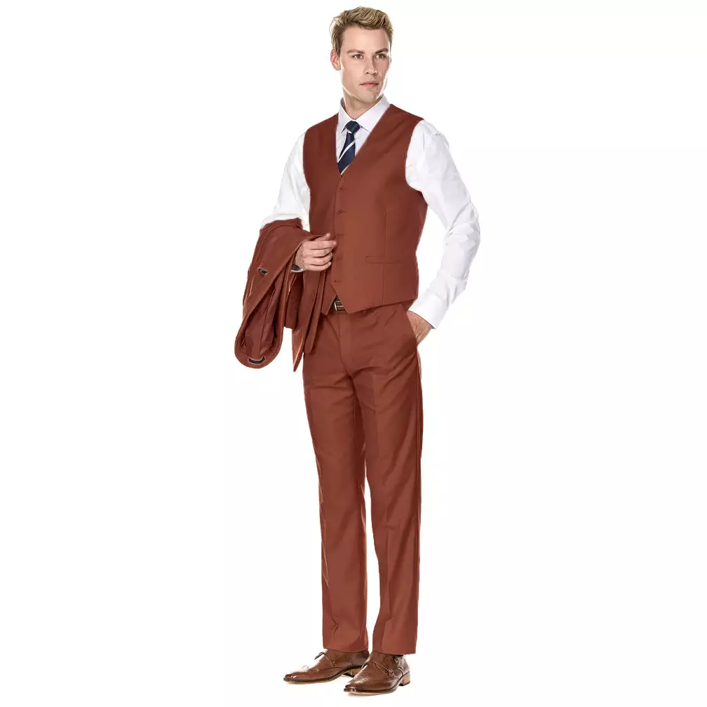 Men's Signature 3-Piece Slim Fit Suits (Lt Beige, Hunter Green, Copper)